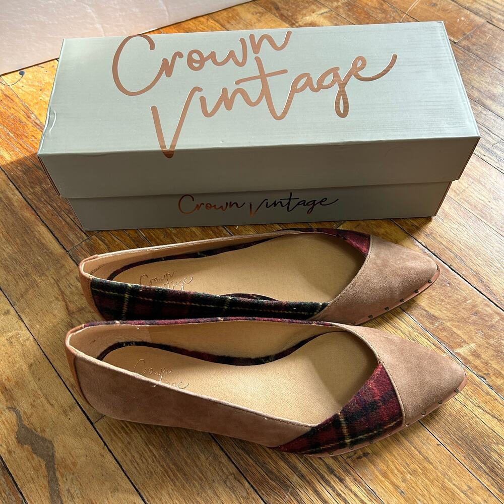 Crown vintage Camel Plaid Flats - Picture 8 of 11